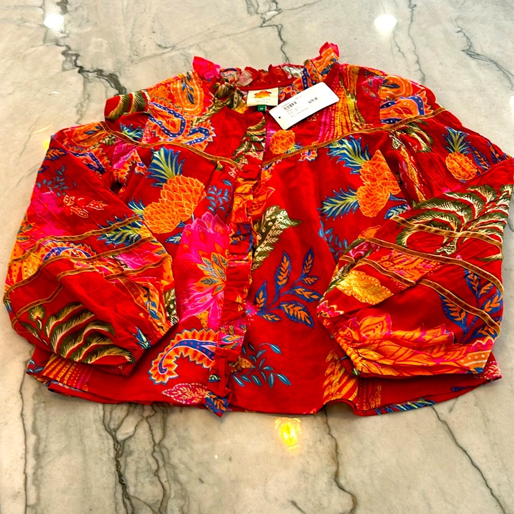 Farm Rio , Cropped Mystic Bush Blouse , X Small , Brand new  , with tags .